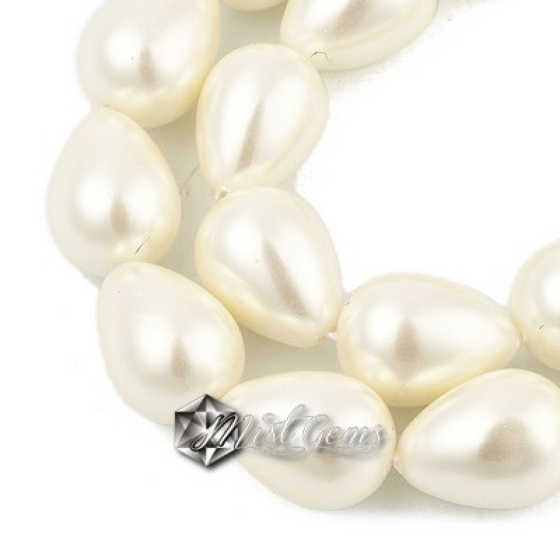 Margele "Lacrima" din Sidef de Scoica ,16X12mm,Ivoire-2 buc