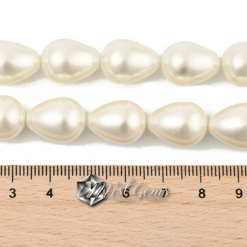 Margele "Lacrima" din Sidef de Scoica ,16X12mm,Ivoire-2 buc