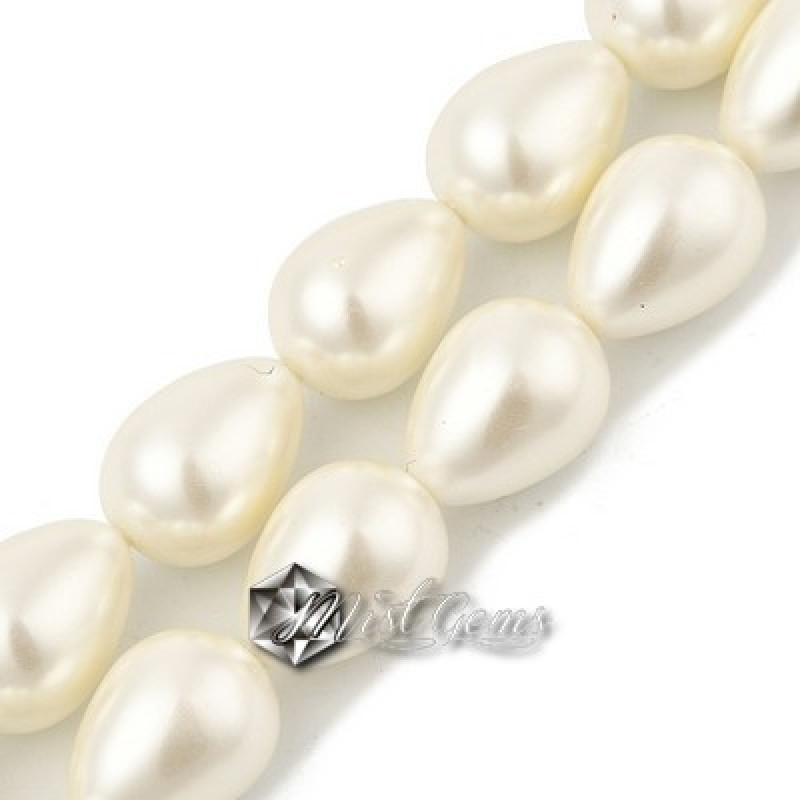 Margele "Lacrima" din Sidef de Scoica ,16X12mm,Ivoire-2 buc