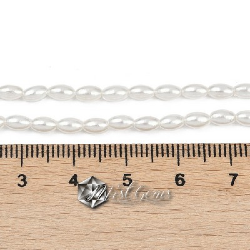 Margele "Boaba de Orez" din Sidef de Scoica ,5X3mm,Alb-10 buc