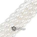 Margele "Boaba de Orez" din Sidef de Scoica ,8X4mm,Alb-10 buc