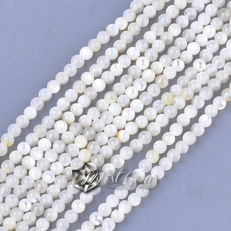 Margele din Scoica de Apa Dulce,Sfere,3.5mm,Alb-50 buc