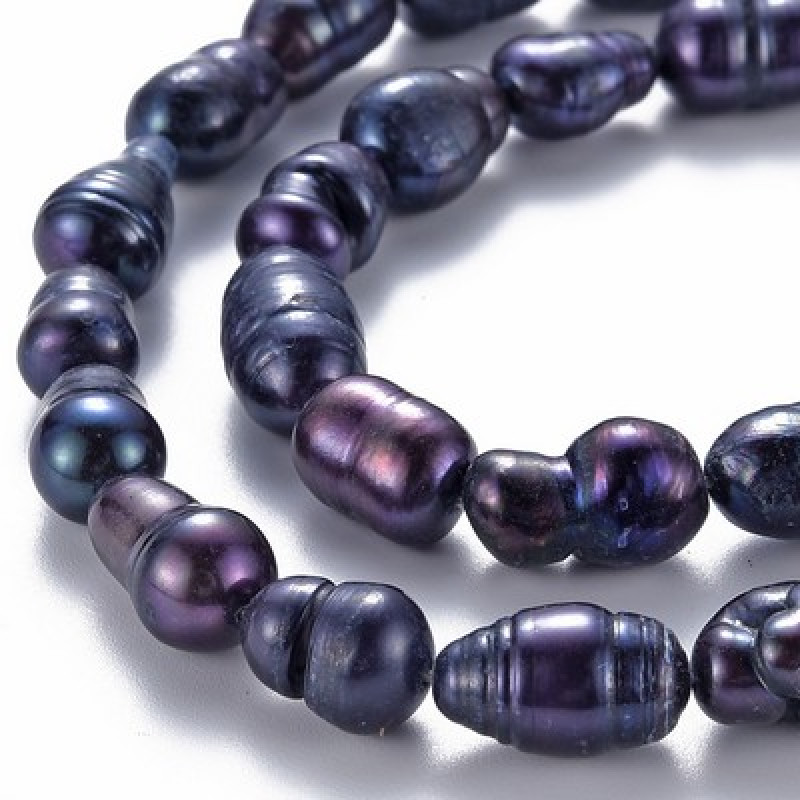 Perle de cultura "Keshi"-9~12x7~9mm,bleumarin-1 sir 