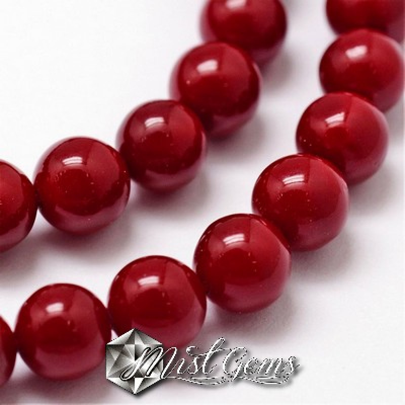 Mother of Pearl-Sfere Rosii 4mm-10buc
