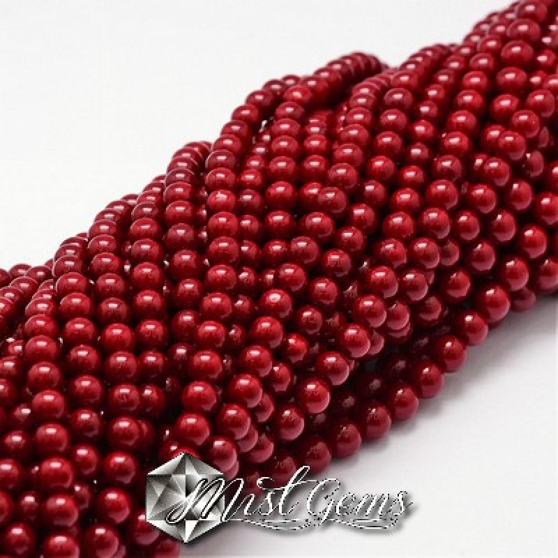 Mother of Pearl-Sfere Rosii 4mm-10buc