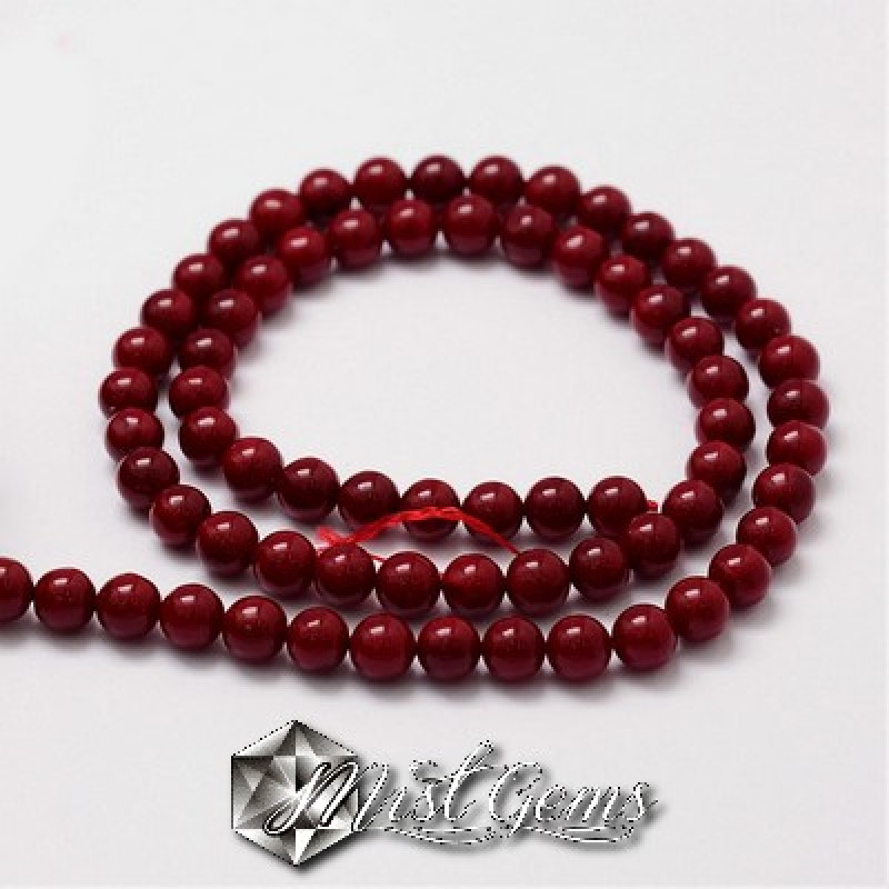 Mother of Pearl-Sfere Rosii 6mm-10buc