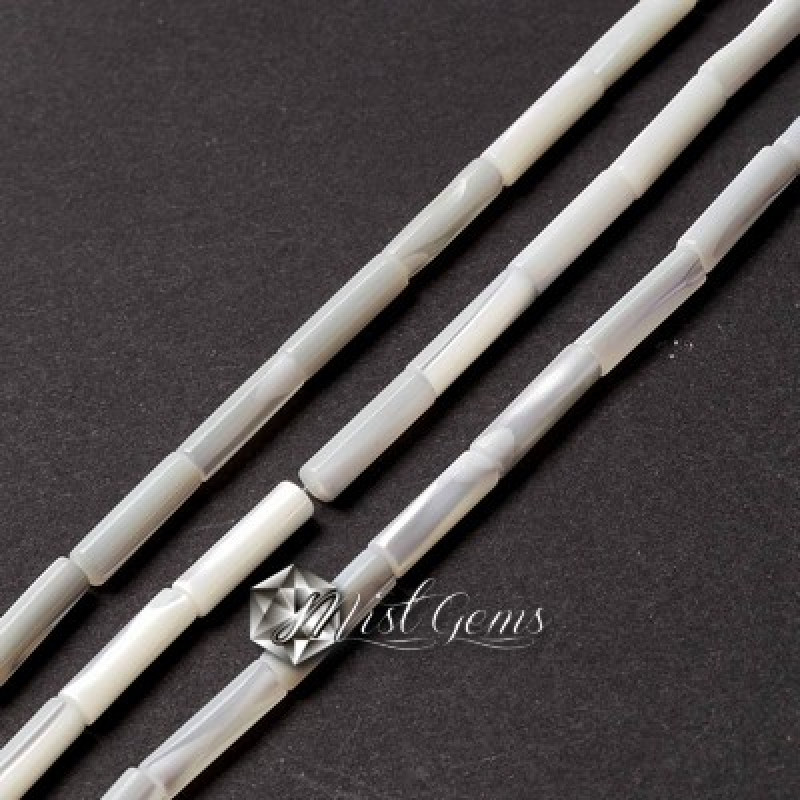 Margele din Scoica Trochus-"Columna" 14x3.5~4mm,Alb-Ivoire-10buc