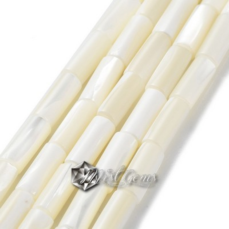 Margele din Scoica Trochus-"Columna" 13.5~14x5.5~6mm,Alb-Ivoire-4buc