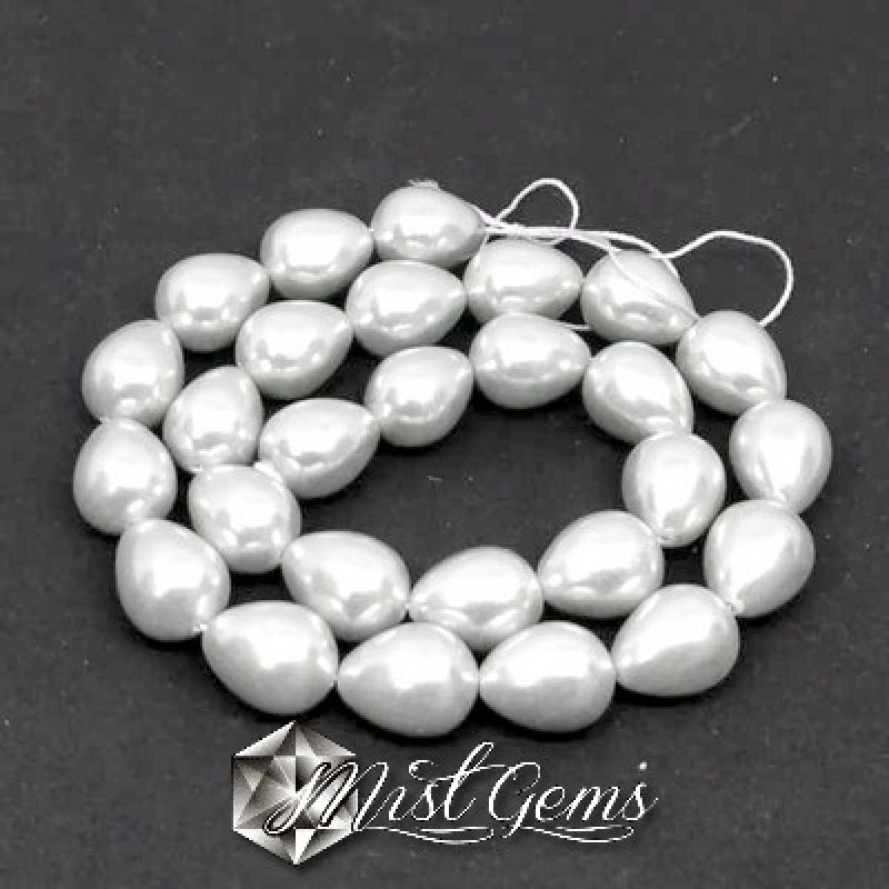 Margele "Lacrima" din Scoica de Apa Dulce,10X7mm,Alb-2 buc