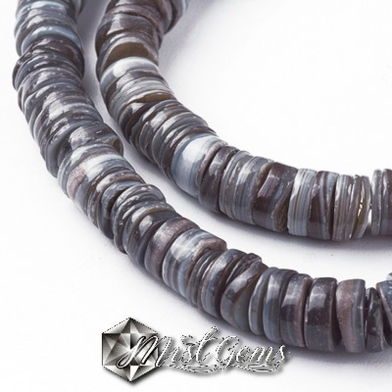 Sir Discuri din Scoica de Apa Dulce, 6mm,Gri-20cm