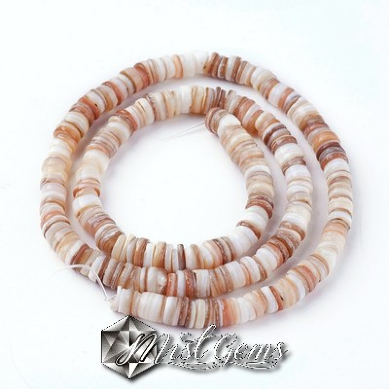 Sir Discuri din Scoica de Apa Dulce, 6mm,Crem-Bej-20cm