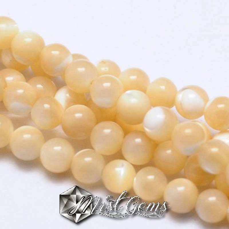 Margele din Scoica de Apa Dulce,Sfere,4mm,Crem-20 buc