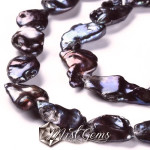 Perle de cultura "Keshi"-14~28x14~17x3~6mm,Maro Inchis-1 sir