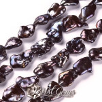 Perle de cultura "Keshi"-14~28x14~17x3~6mm,Maro Inchis-1 sir