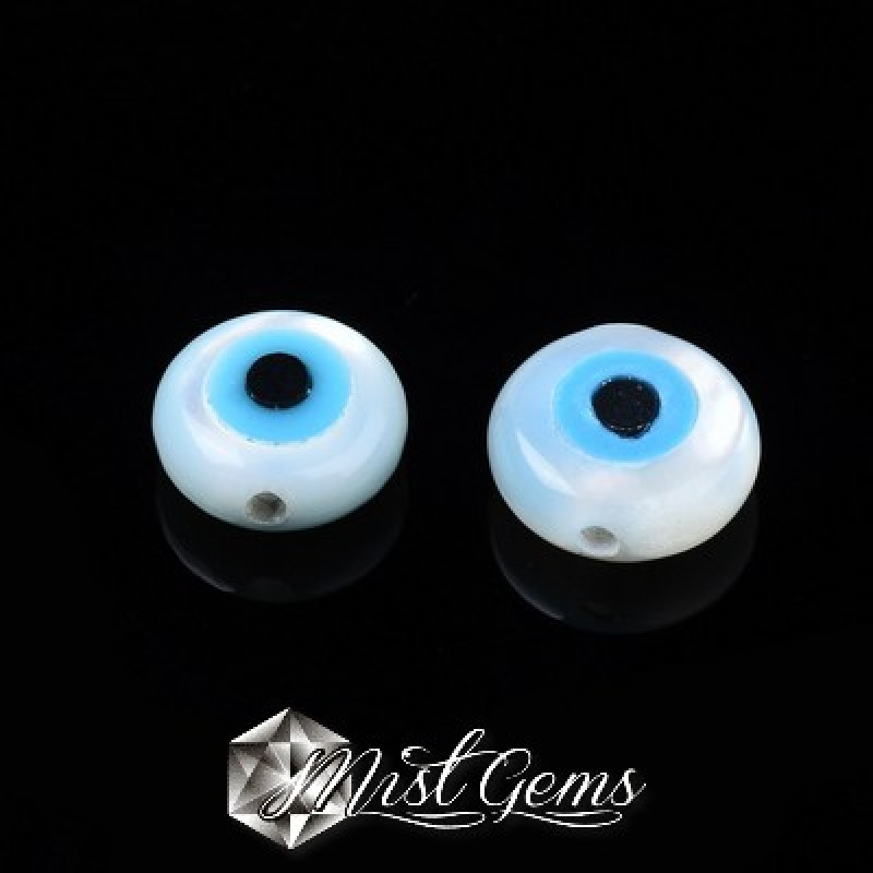 Margele din Scoica de Apa Dulce,cu "Ochi Protector",din Turcoaz,6mm-1 buc