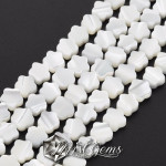 Margele din Scoica Trochus-"Floare" 6mm,Alb-Ivoire-10 buc