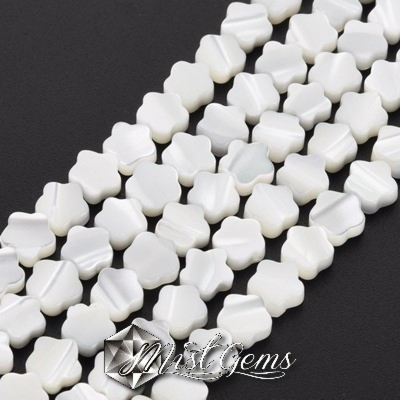 Margele din Scoica Trochus-"Floare" 6mm,Alb-Ivoire-10 buc