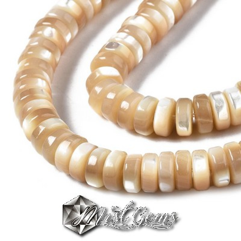 Sir Discuri din Melc Trochus, 5X1-2mm,Crem-Bej-19cm