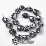 Perle din scoica de apa dulce,gunmetal 15~24x9~17x7~12mm,1 sir