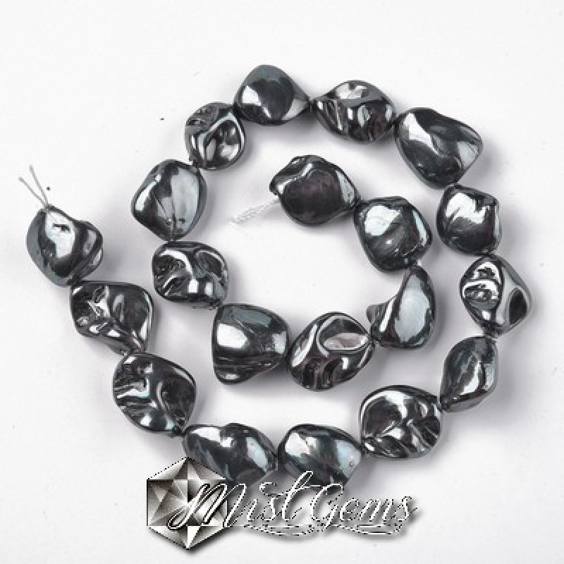 Perle din scoica de apa dulce,gunmetal 15~24x9~17x7~12mm,1 sir