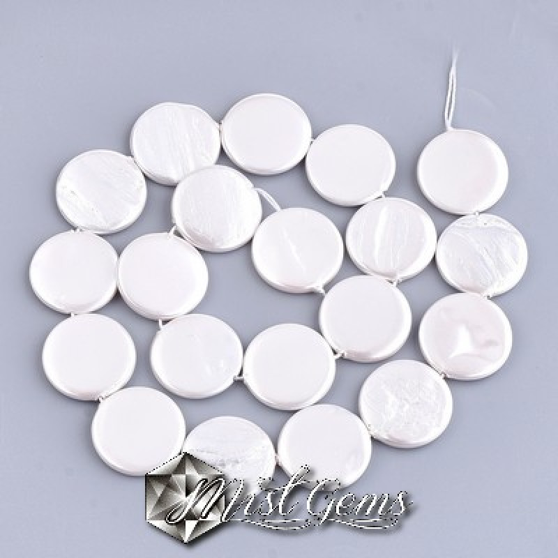 Banuti din Scoica de Apa Dulce,20X3mm,Alb-Ivoire-4 buc