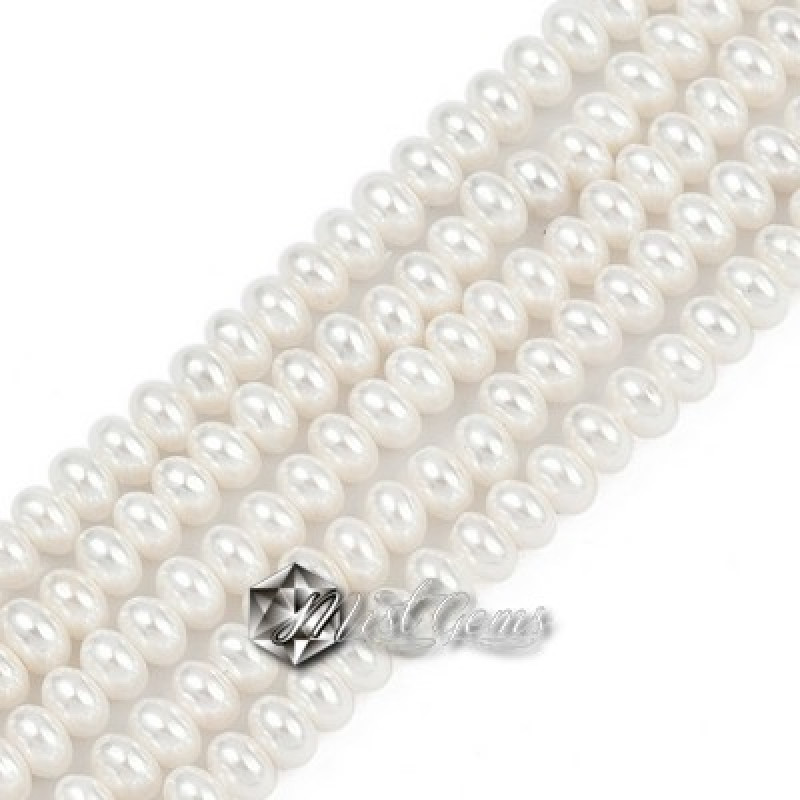 Rondele din Scoica de Apa Dulce,5X3mm,Alb-20 buc