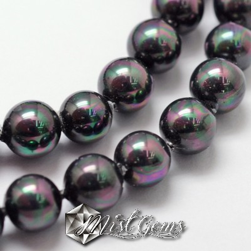 Sfere perle din scoica 6mm,gunmetal-20buc.