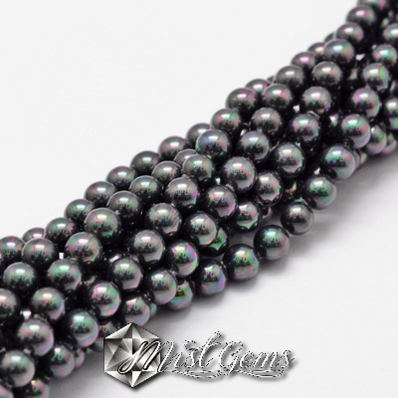 Sfere perle din scoica 10mm,gunmetal-10buc.