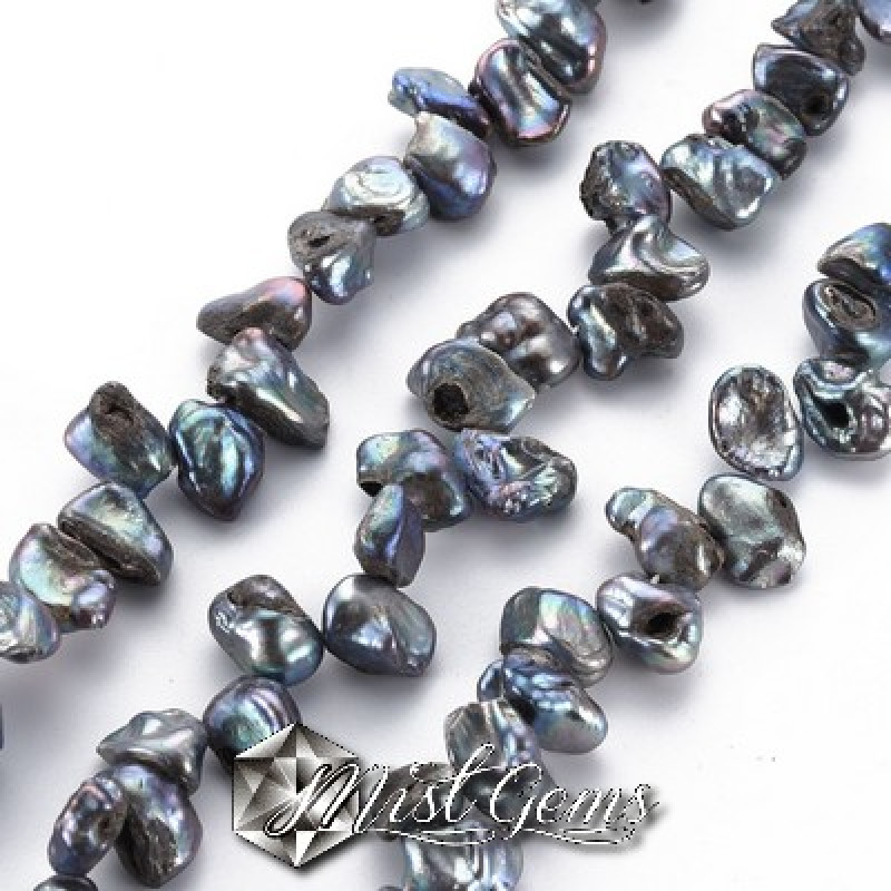 Perle de cultura Baroque Keshi,  7~13x7~10x3~7mm,Gri-1 sir