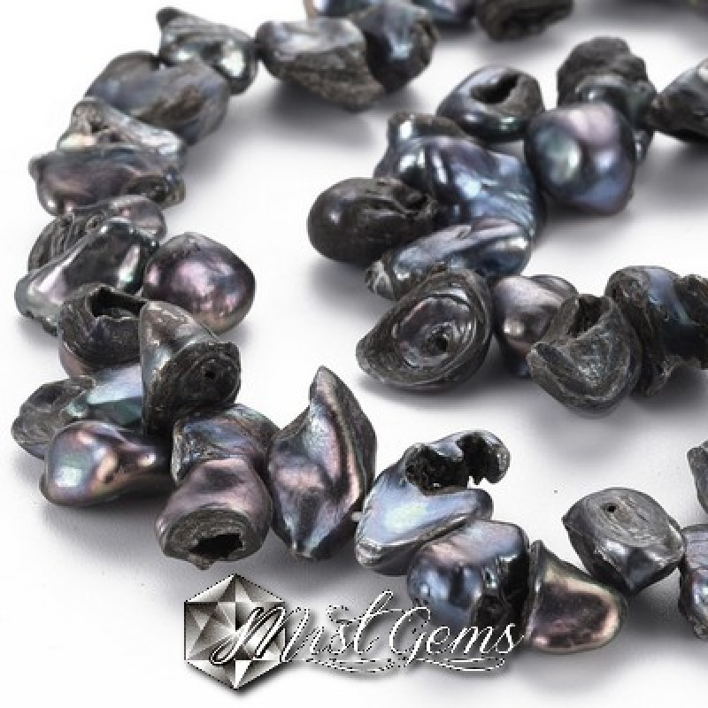 Perle de cultura Baroque Keshi, 8~21x6~8x3~7mm,negre-1 sir