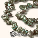Perle de cultura Baroque Keshi, 7~20x7~10x3~9-verde teal-1 sir