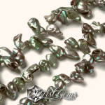 Perle de cultura Baroque Keshi, 7~20x7~10x3~9-verde teal-1 sir