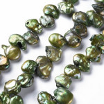 Perle de cultura "Keshi"-15~27x15~18x5~16mm,Verde Oliv-1 sir