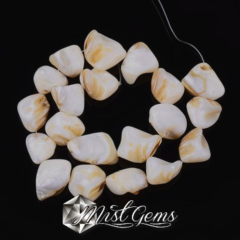 Perle din scoica de apa dulce,crem 15~22x14~20x7~11mm,1 sir