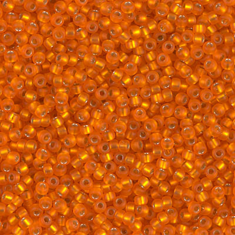 Miyuki Round Rocailles 11/0 RR-0008F  Matte Silver Lined Orange