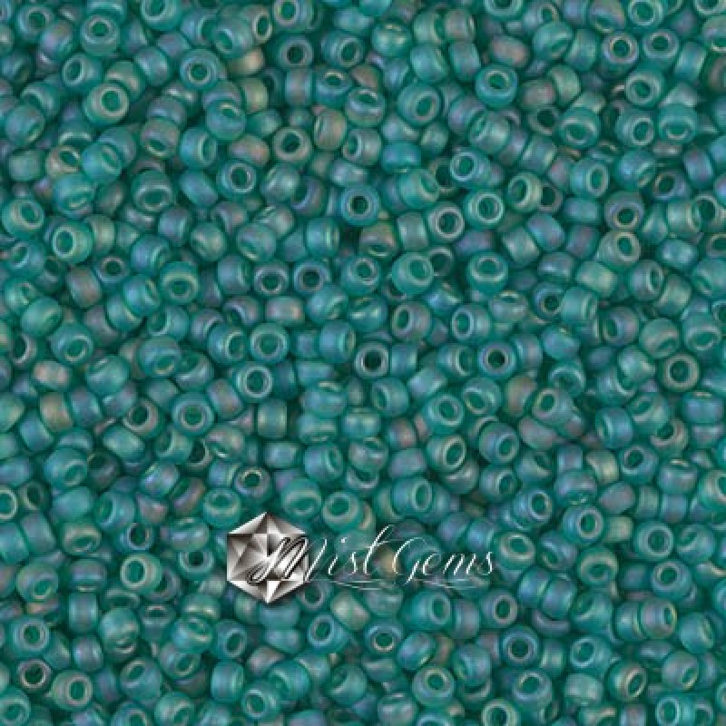 Miyuki Round Rocailles 11/0 RR-0147FR Matte Transparent Emerald AB