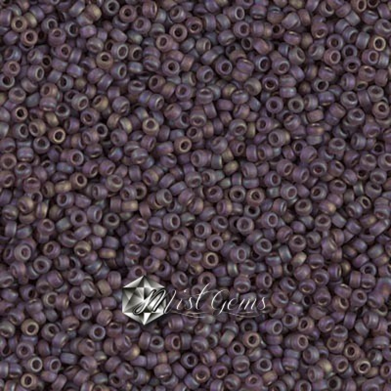 Miyuki Round Rocailles 11/0 RR-0153FR  Matted Dark Smoky Amethyst AB