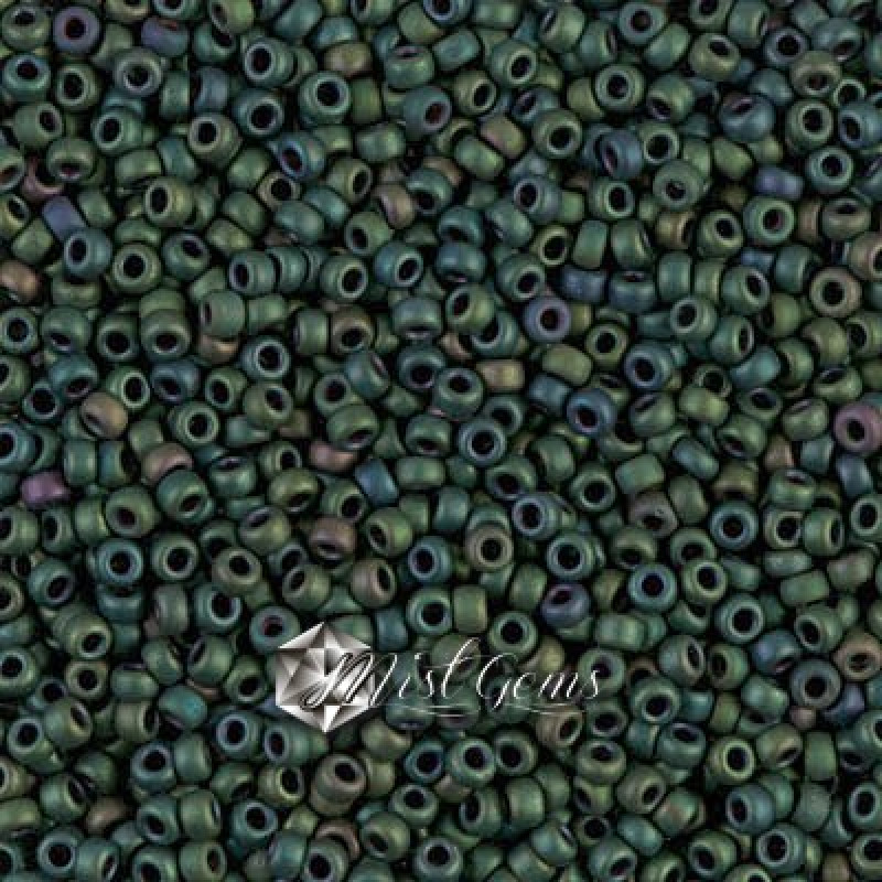 Miyuki Round Rocailles 11/0 RR-2066  Matted Metallic Dark Green Iris