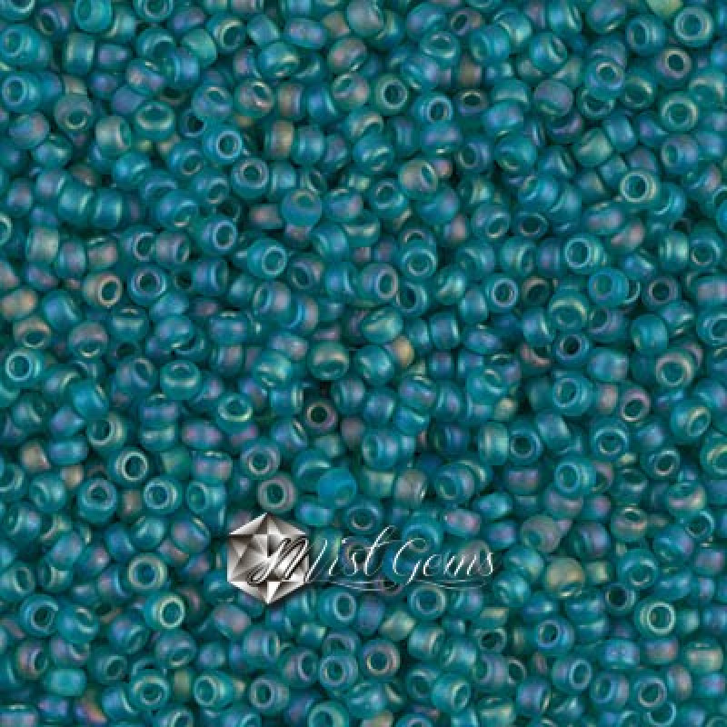 Miyuki Round Rocailles 11/0 RR-2405FR Matted Transparent Teal AB