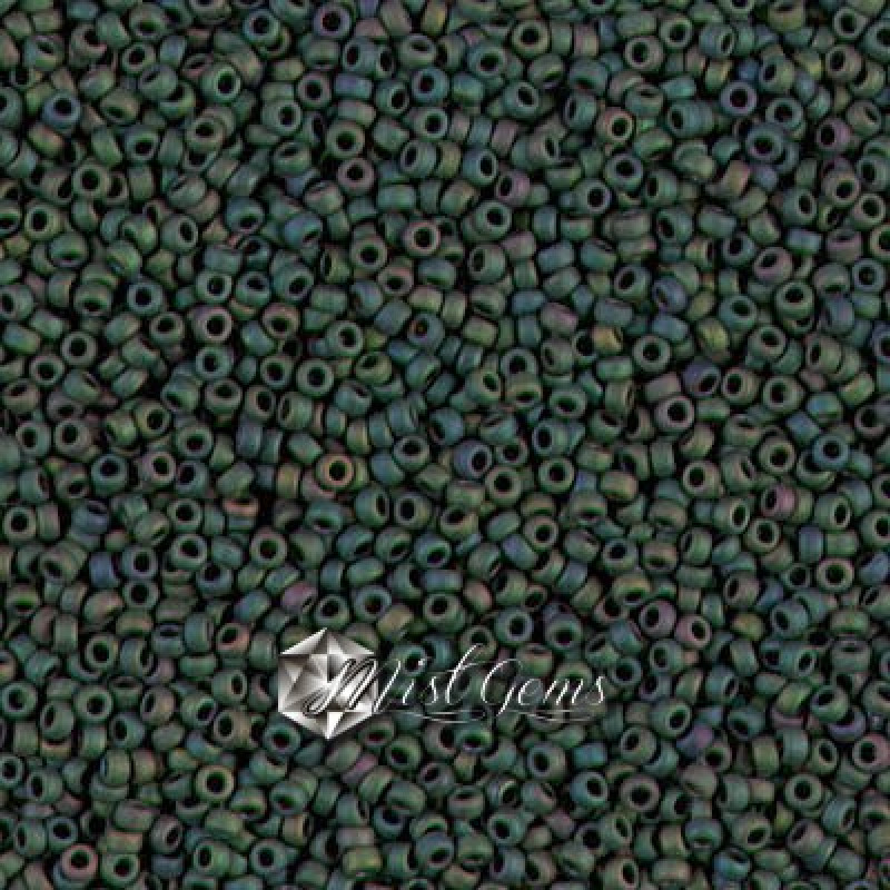 Miyuki Round Rocailles 2066-15/0 RR 2066 Matted Metallic Dark Green Iris