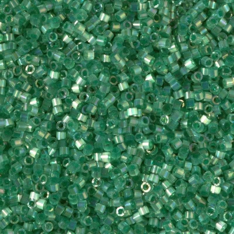 Delica 11/0 DB 1870 Silk Inside Dyed Emerald AB