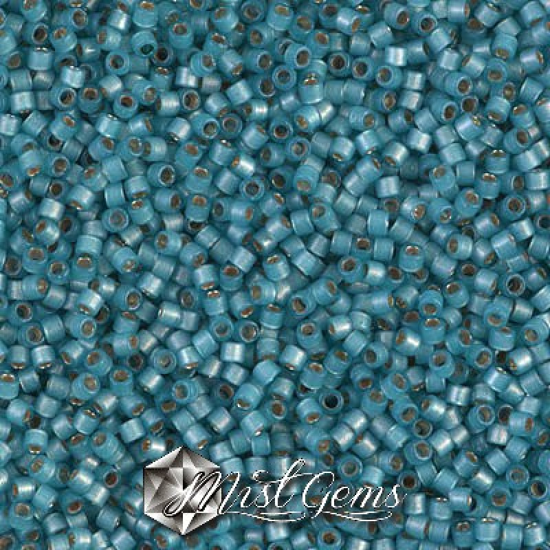 Delica 11/0 DB 2176 Duracoat Semi Frosted Silver Lined Dyed Light Bayberry