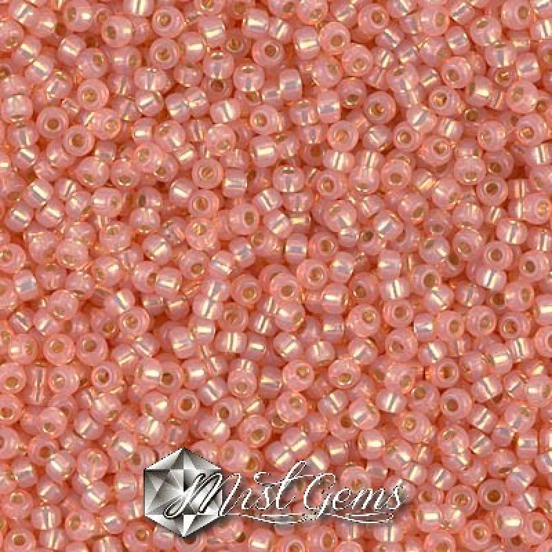 Miyuki Round Rocailles 11/0 RR-0642 Silver Lined Dyed Tea Rose 