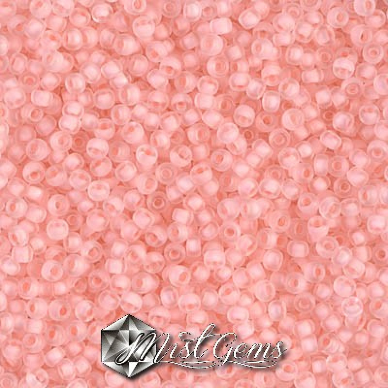Miyuki Round Rocailles 11/0 RR-1934 Baby Pink Lined Semi Frosted Crystal