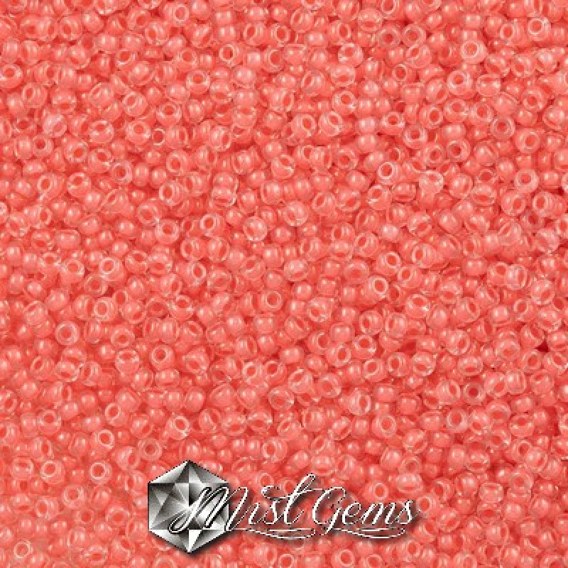Miyuki Round Rocailles 11/0 RR-2345 Salmon Lined Opal Semi-Matte