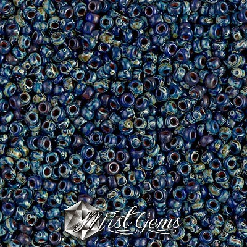 Miyuki Round Rocailles 11/0 RR-4518 Opaque Picasso  Cobalt
