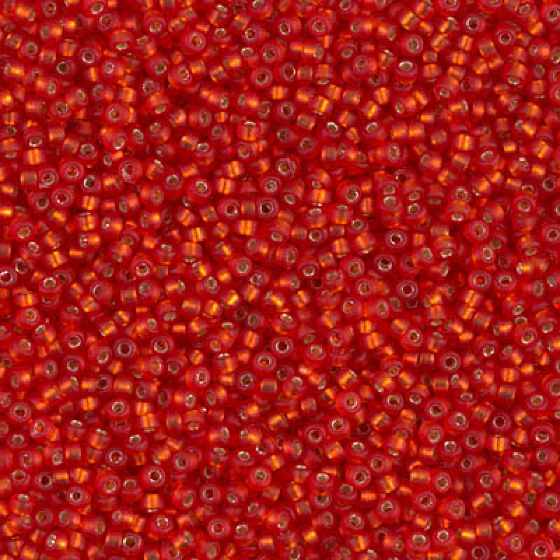 Miyuki Round Rocailles 10F-15/0 RR 0010F Matte  Flame Red Silver Lined