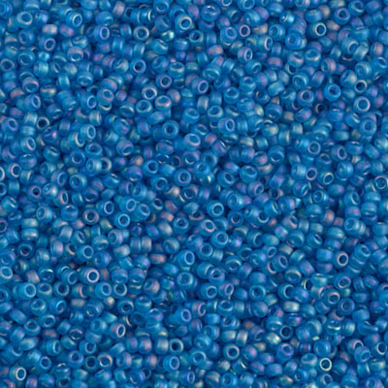 Miyuki Round Rocailles 149FR-15/0 RR 0149FR Matted Transparent Capri Blue AB