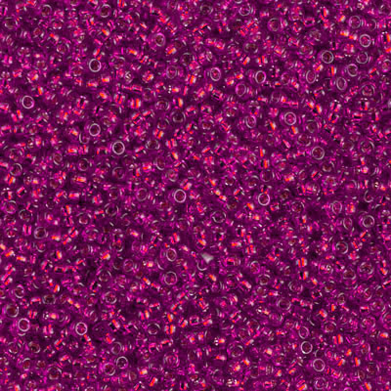 Miyuki Round Rocailles 1436-15/0 RR 1436 Dyed Silver Lined Raspberry