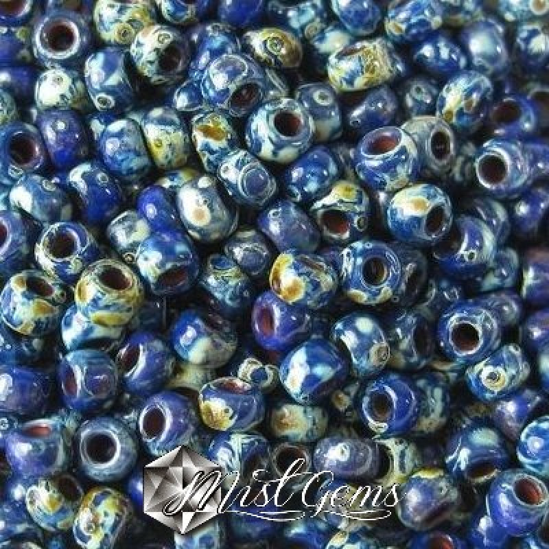 Miyuki Round Rocailles RR06/0-4518 Opaque Picasso  Cobalt